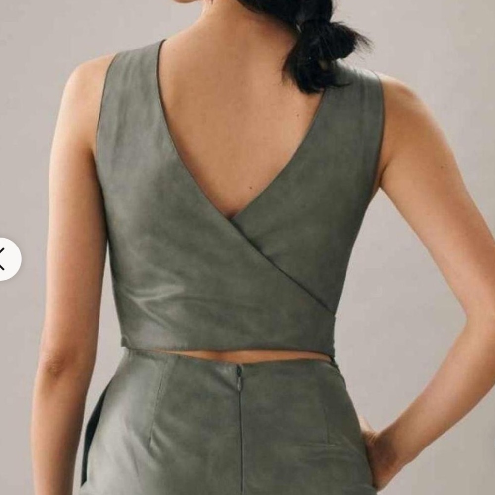 Anthropologie Avec Les Filles Cross Back Faux Leather Romper Size Small - Picture 4 of 12